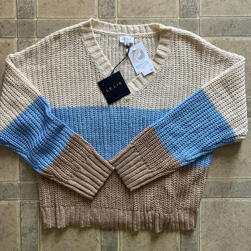 Cute blue and tan sweater